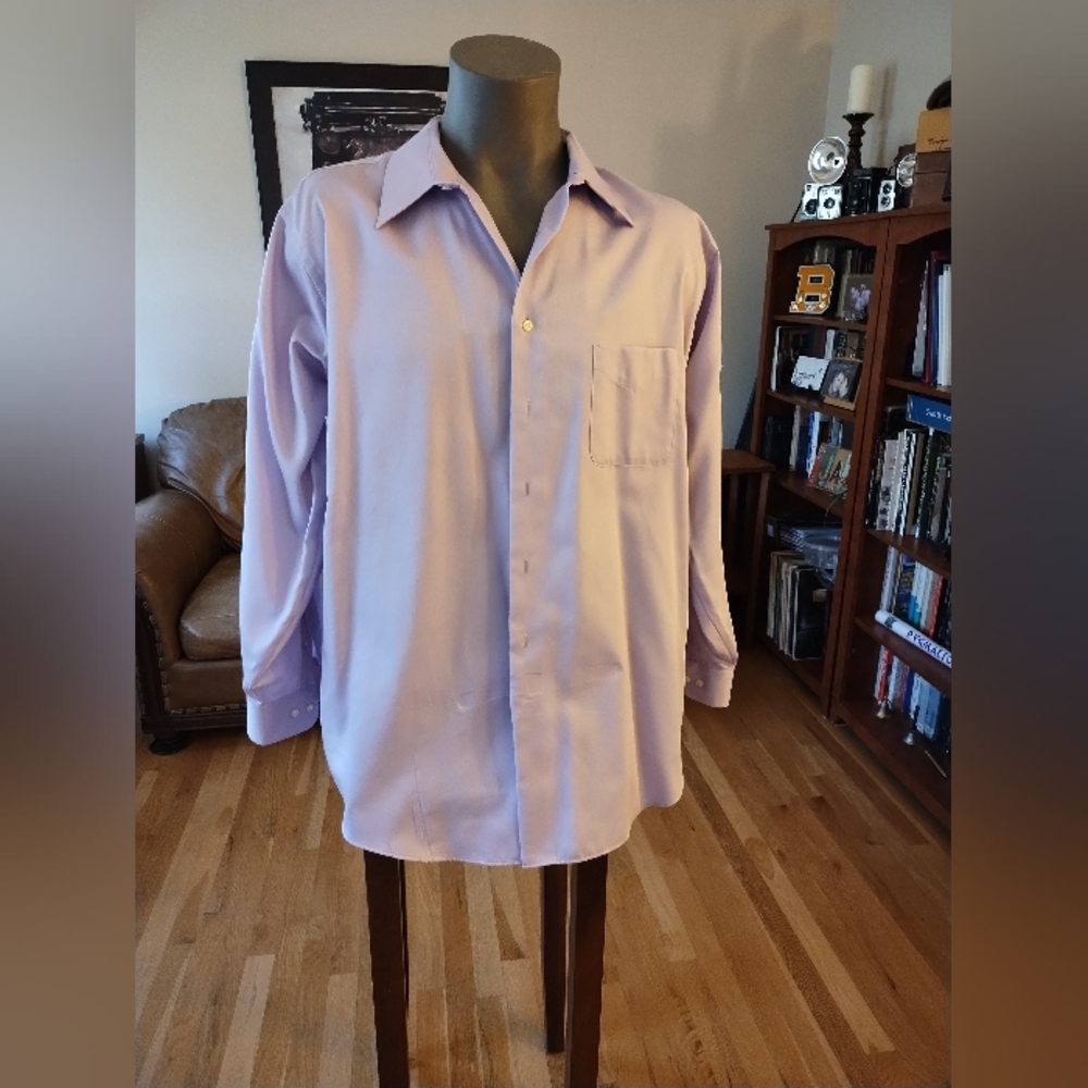 Geoffrey Beene Purple Wrinkle Free Dress Shirt Size 18.5